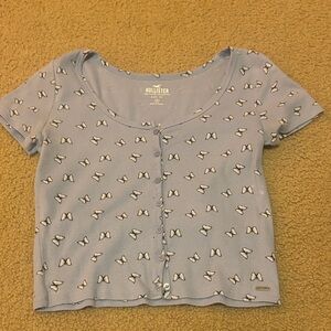 Hollister Blue Butterfly Print Top